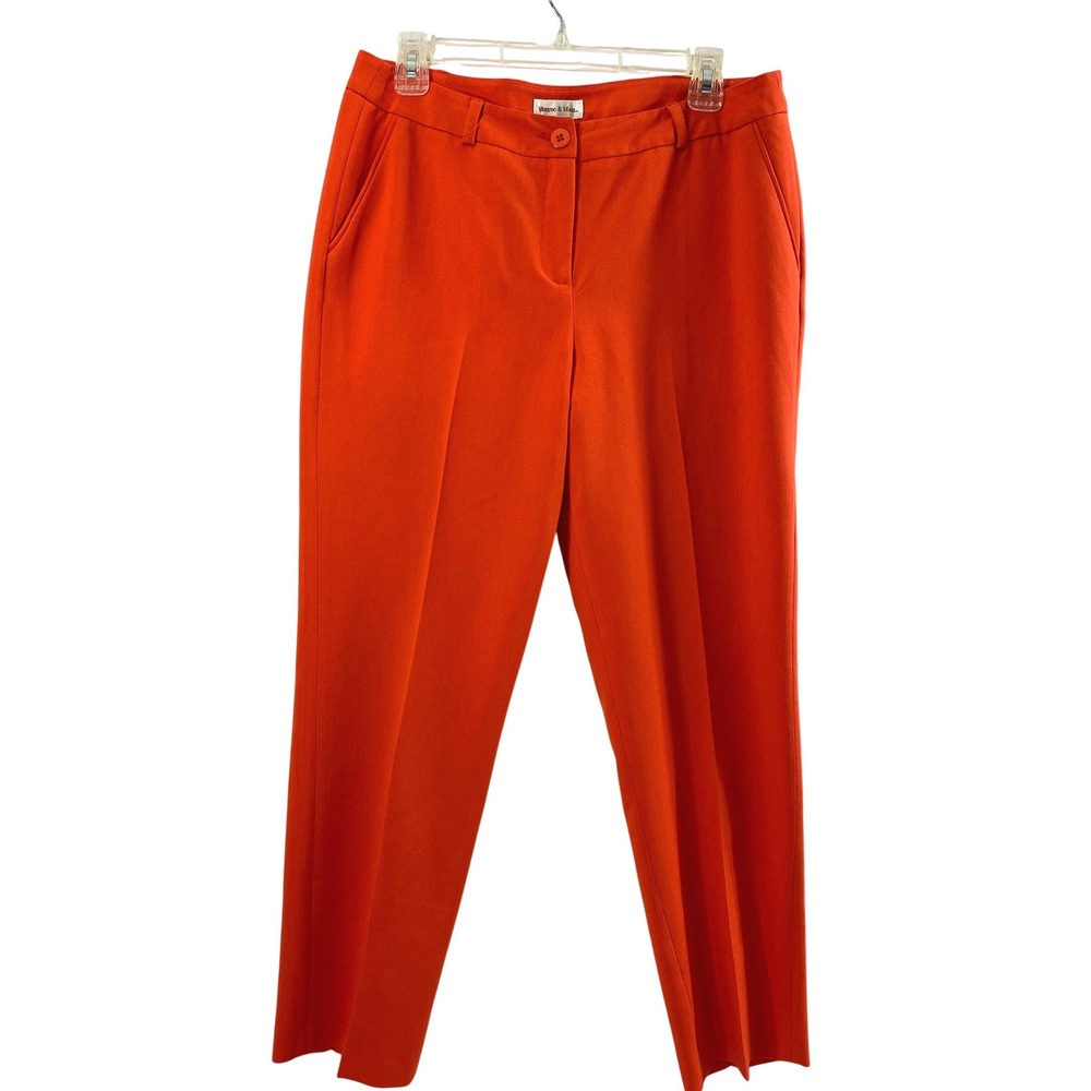 Monroe & Main Pants Women 10 Orange Straight Leg Stretch Career Office Trousers